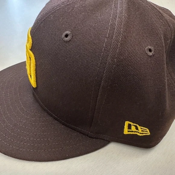 San Diego Padres Hat Cap Fitted Mens 7 3/8 Brown New Era 59Fifty On Field Mens - Picture 2 of 4